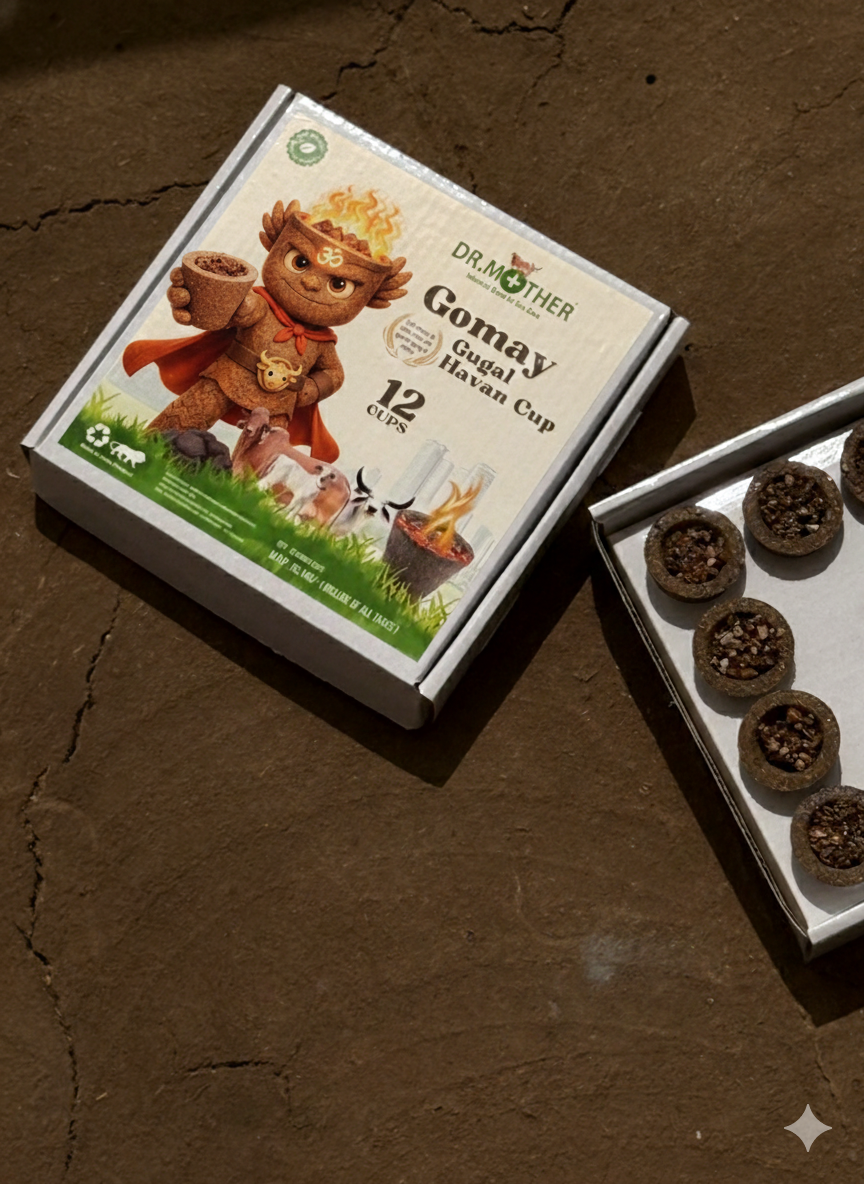 Dr. Mother Gomay Guggal Havan Cup – 12 Cups | Natural Cow Dung Havan Samagri for Puja, Meditation & Vastu Shuddhi