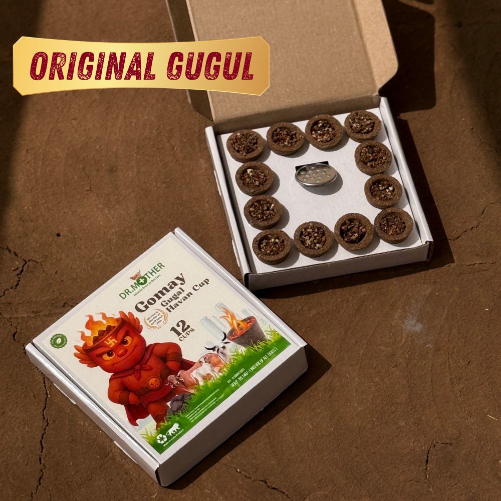 Dr. Mother Gomay Guggal Havan Cup – 12 Cups | Natural Cow Dung Havan Samagri for Puja, Meditation & Vastu Shuddhi